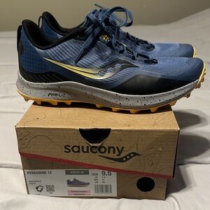 Saucony Women’s Peregrine 12 Trail Shoes — Blue/Gray/yellow